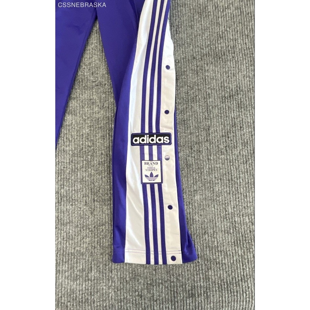 Adidas Women's Adibreak Snap Track Pants Purple White 3-Stripe Tearaway Sz XS - Picture 3 of 10